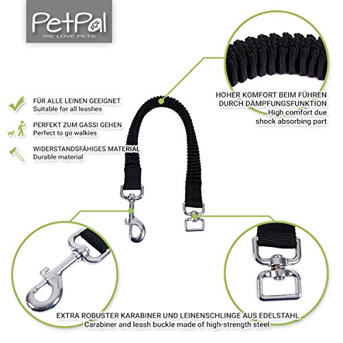 PetPäl - Cuerda con Amortiguador para Perros IR Bicicleta, Footing, elástica