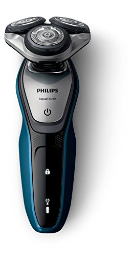 Philips AquaTouch S5420/06 - Afeitadora eléctrica, sin cable, uso en húmedo y seco, 45 min de uso/1 h carga, con tapa protectora del cabezal, battery-powered, color azul