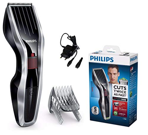 Philips cortapelos HC5440/15 Hairclipper Series 5000-Afeitadora Recargable, Acero Inoxidable, Color, Plastico, Negro, Plata, No aplicable, 410