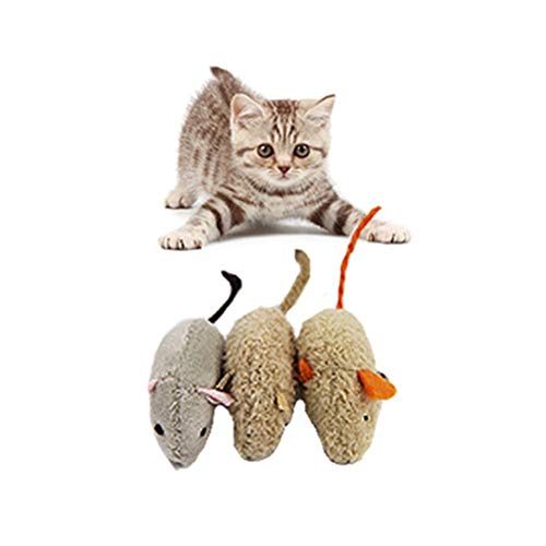 POPETPOP 3pcs Pet Cat Bite-Resistant Toy Plush High Simulated Little Mouse Mouselet Ocultar y Buscar Accesorios para Juegos