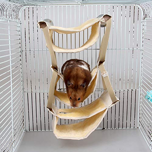 POPETPOP Casa de Cama Colgante para Hamster Multicapa, Peluche Hamaca para Pequeños Animales, Nido de Acogedor para Hamster Chinchilla Gerbil (Amarillo)