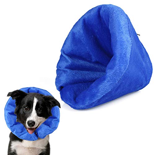 POPETPOP Collar de Recuperación para Mascotas,Collar Inflable para Curar Heridas, Conos de Isabelino para Perros y Gatos (Azul, S)