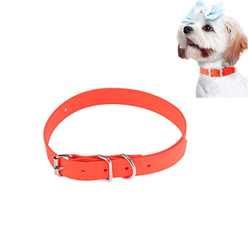 POPETPOP Collar Impermeable de PVC Naranja para Mascotas Cachorro Perro Pequeños y Grande