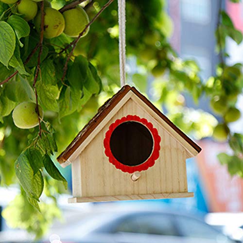 POPETPOP Pajarera Creativa de Madera en Forma Casa para Pájaros y Decoración de Jardín