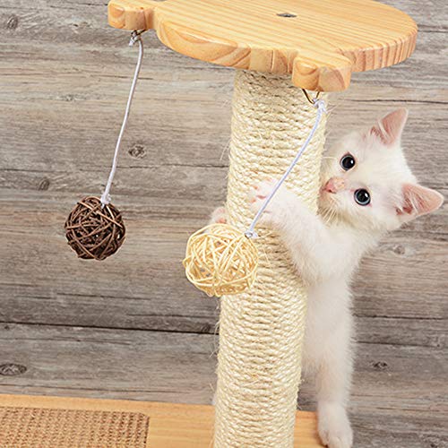 Poste Rascador de Gato - Mascota Jugando Escalada Diversión Poste de sisal con Top Tease Toy Ball, Juguete para Mascotas de Madera de Pino