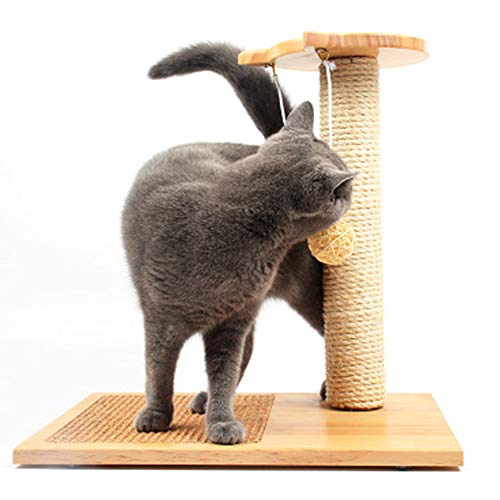 Poste Rascador de Gato - Mascota Jugando Escalada Diversión Poste de sisal con Top Tease Toy Ball, Juguete para Mascotas de Madera de Pino