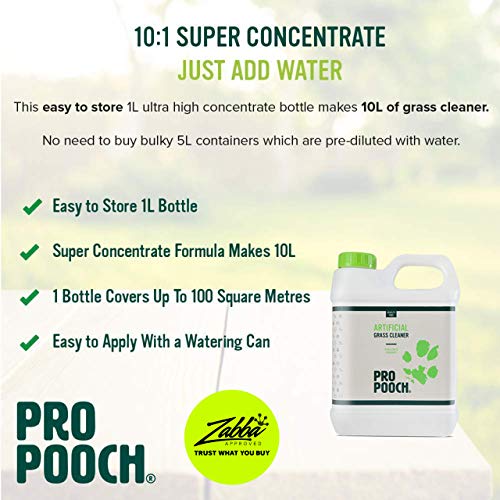 Pro Pooch Limpiador de Pasto Artificial para Perros (Súper Concentrado) Desinfectante y Desodorizante. Botella [1 litro] fácil Almacenamiento