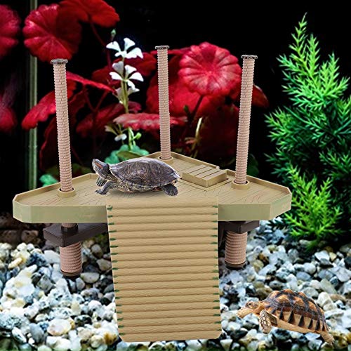 Pssopp Turtle Pier Plataforma Flotante para Tortuga para Reptiles con Escalera de rampa para Acuario o pecera, decoración para pequeños Reptiles Tortugas