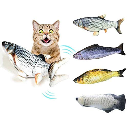 PUJING Juguete Relleno de Gato Eléctrico Interactivo Simulando Peces Simulación Pez Realista Felpa Catnip Pescado Menta Juguetes Rellenos-UNA