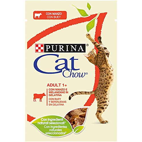 Purina Cat Chow Comida para Gato Adulto con Buey 24 x 85 g - 1 Pack