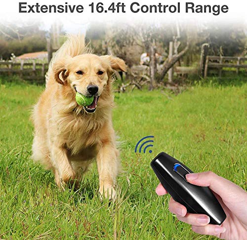 Qyoung Dispositivos Antiladridos Ultrasónico Adiestramiento para Perros, Rango 5m Paseando al Perro 2 en 1 Mano Entrenamiento de Perros y Control De Ladridos 100% Segura (Negro)