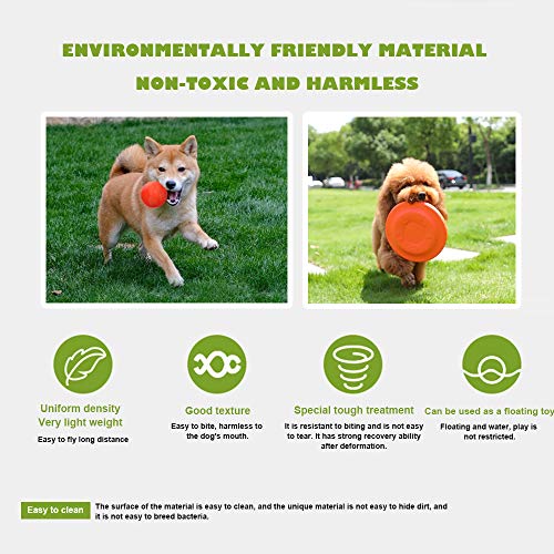 REAYOU Frisbee Mascota +Bolas para Perros para el Entrenamiento del Animal Doméstico del IQ Que Juega Masticando Entrenamiento Interactivo al Aire Libre e Interior(L, Orange)