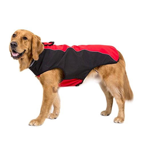 RETUROM Ropa para Mascotas, Impermeable Mascota Perro Grande Cachorro Chaleco Ropa Abrigo (5XL, Rojo)