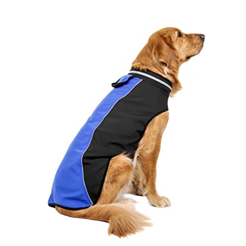 RETUROM Ropa para Mascotas, Impermeable Mascota Perro Grande Cachorro Chaleco Ropa Abrigo (L, Azul)