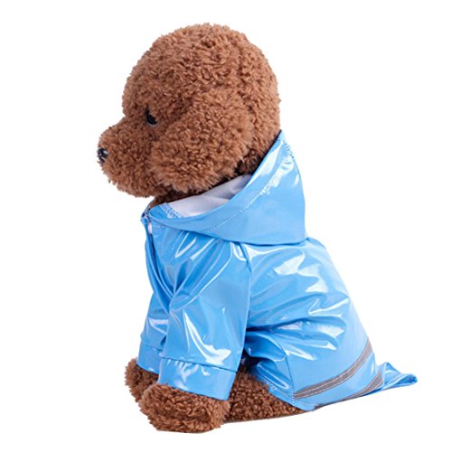 RETUROM Ropa para Mascotas Nuevo Perro de Mascotas Impermeables con Capucha Impermeable Ropa (Azul, S)