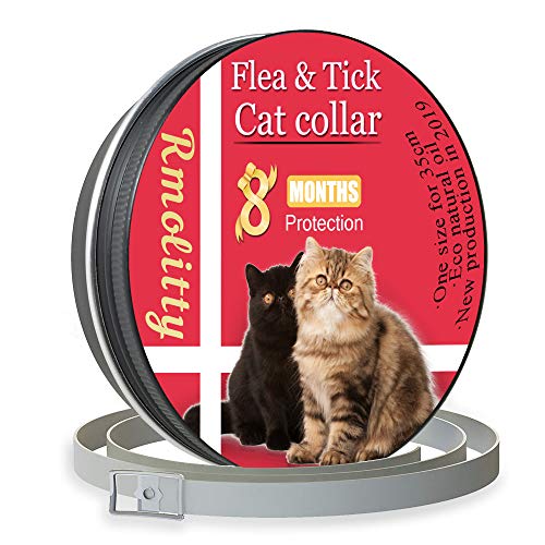 Rmolitty Collar Antiparasitario para Gatos, contra Pulgas, Garrapatas y Mosquitos 8 Meses de Protección, 35cm para Pequeña Medio Grande Gatos (35cm)