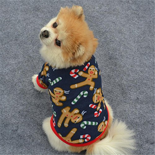 ropa de abrigo para mascotas navidad,RETUROM venta caliente nueva mascota perro cachorro Navidad otoño invierno Jersey bordado ropa de abrigo capa (L)