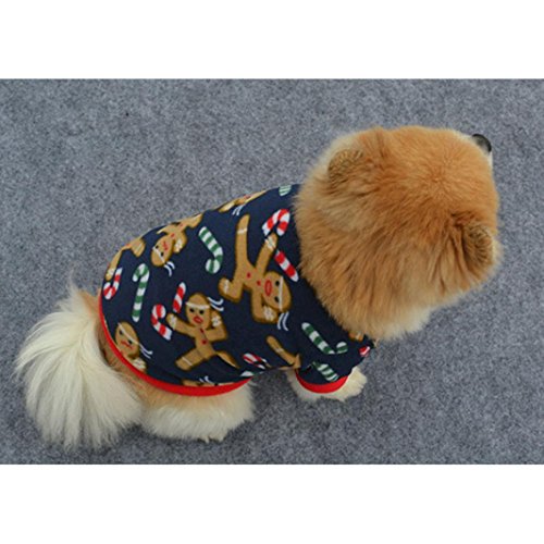ropa de abrigo para mascotas navidad,RETUROM venta caliente nueva mascota perro cachorro Navidad otoño invierno Jersey bordado ropa de abrigo capa (L)