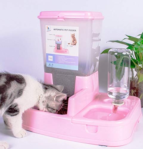 Scrox 1X 2 en 1 Dispensador automático de Alimentos para Perros y Gatos Combinación práctica Multifuncional de Alimentos y bebederos 35 * 27.5 * 35 cm