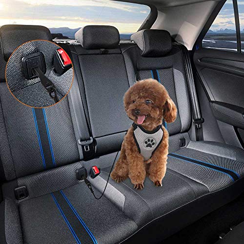SlowTon Cinturón de Seguridad para Perros Cinturón de Seguridad para Perros, cinturón de Seguridad Cable de Acero Cinturón de Seguridad del vehículo Correa de Seguridad Cuerda para Mascotas (L)