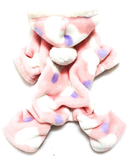 SMALLLEE_Lucky_Store Forro Polar Pijama Jumpsuit Mono Abrigo Capucha con Pelo Invierno para Perro Pequeño,Perrito Rosa M