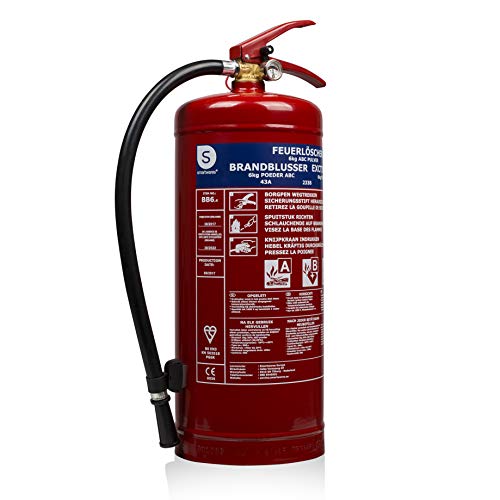 Smartwares 10.014.72 (BB6) Extintor-6kg Polvo seco Resistencia al Fuego ABC Incluye Soportes, Rojo