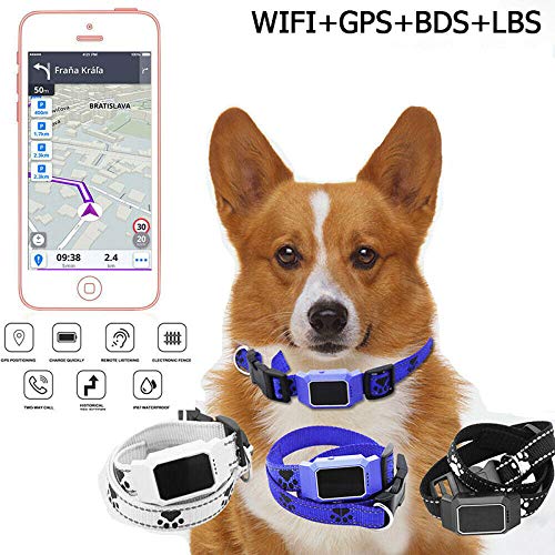 SNAWEN Impermeable Pet Smart Mini GPS Tracker Collar de Perro para Mascotas Perros Gatos Localizador de rastreo Dispositivo de rastreo GPS Original Anti-Lost Tracer-Blanco