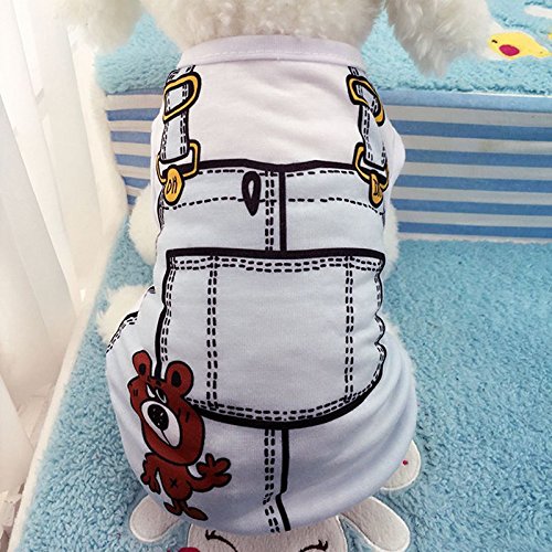 SNOWINSPRING M Code Verano Perro Abrigo de Algodon Falsa Cinturon Camisa Chaleco Ropa para Perros de Moda para Mascotas Camiseta Blanca