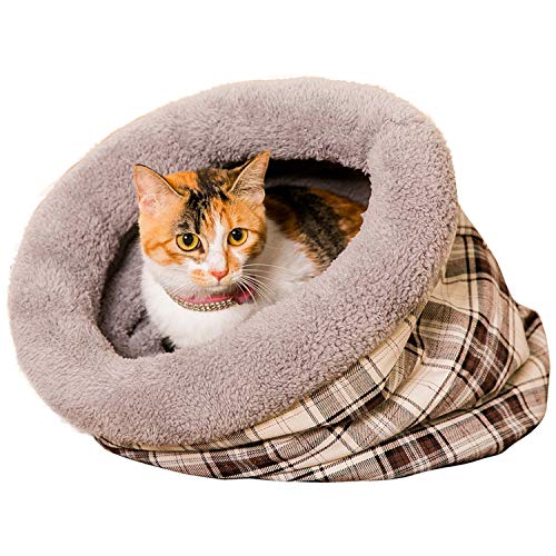 Solarphoenix Cama para Gato, túnel, con Entramado, cálido, Cachorro, caseta Plegable, Suave para Mascotas, Gato, Entramado Acogedor y Suave Saco de Dormir de Juguete