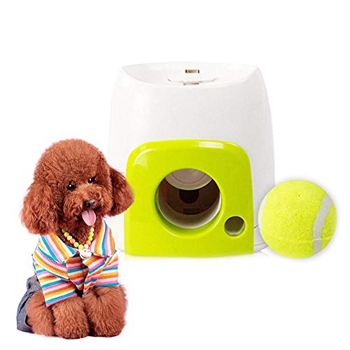 tackjoke Pet Ball Launcher Dog Toy,Juguete De Lanzamiento Interactivo Automático con Máquina De Lanzamiento De Tenis Máquina De Recompensa De Alimentos para Perros Entrenamiento Y Juego Here