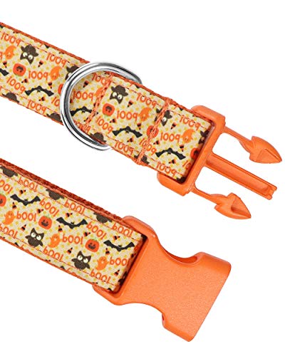 Taglory Collar Perro Ajustable,Estilo Único Collar Adiestramiento para Perros Grandes,40-60cm Naranja Halloween