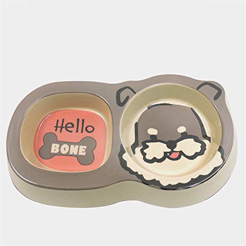 Tazón de fuente de dibujos animados japonés de doble tazón | Tazón de alimentación Tazón de gato y perro | Adecuado para gatos y perros pequeños | Tazón de gato Conejo Hamster Bambú Carbón Fiber Bowl