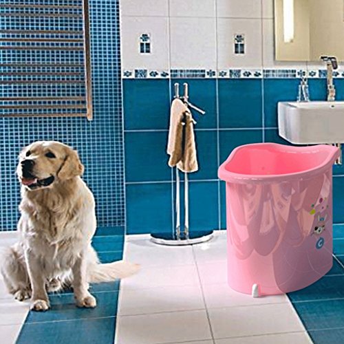 Tina de baño plástica del Perro, Tina de baño del Animal doméstico, baño de Tina de baño del Perro (Color : Pink, tamaño : 45CM)