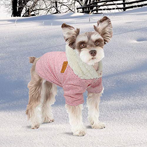 Tineer Pet Puppy Little Star Coat, Perro de Mascota Cálido Invierno Ropa Cachorro Suéter Ropa Ropa para Perros (S, Rosado)