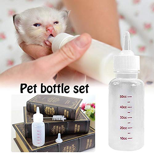 Tingtin 50 ml Recién Nacido Mascota pequeña Perro Cachorro Gato Gatito Conejo Leche Cuidado de enfermería Pup Pup Milk Milk Feeding Bottle (Blanco)