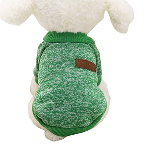Tongshi 8 color perro mascota cachorro clásico suéter polar suéter ropa caliente suéter de invierno (S, Verde)