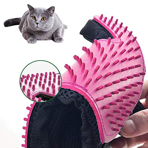 TONWON Mascota Guante de Aseo, Mascota Hair Remover Mitt, Excelente Kit de Aseo para Mascotas Depilación para Mascotas y Masajes Suaves - para Gatos y Perros (Paquete de 2,Rosa)
