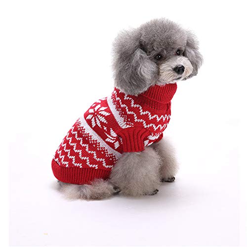 TUOTANG Ropa para Perros Disfraz de Navidad Suéter de Copo de Nieve Ropa para Mascotas de Halloween Jersey de Alce,Color 5,M