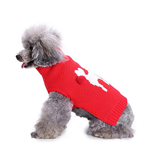 TUOTANG Suéter Ropa para Mascotas Ropa para Perros con Cuello Alto y Rayas Christmas Snowflake Dog Sweater Otoño e Invierno,Color 12,XL