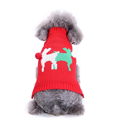 TUOTANG Suéter Ropa para Mascotas Ropa para Perros con Cuello Alto y Rayas Christmas Snowflake Dog Sweater Otoño e Invierno,Color 12,XL