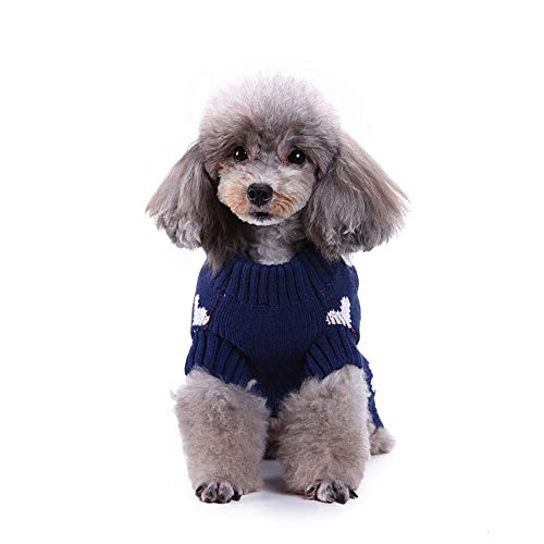 TUOTANG Suéter Ropa para Mascotas Ropa para Perros con Cuello Alto y Rayas Christmas Snowflake Dog Sweater Otoño e Invierno,Color 6,S