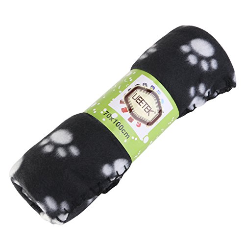 UEETEK Manta Polar para Gato Perro Manta Suave para Sofá 100 x 70cm (Blanco Negro)