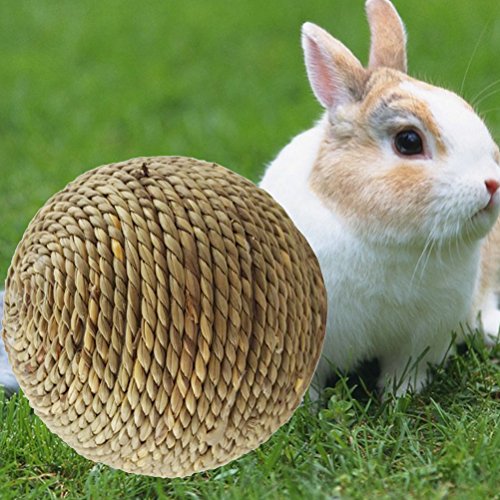 UKCOCO Bola de Hierba Natural Tejida a Mano, Pelota Juguetes para Conejos Conejillo de Indias Animales Pequeños