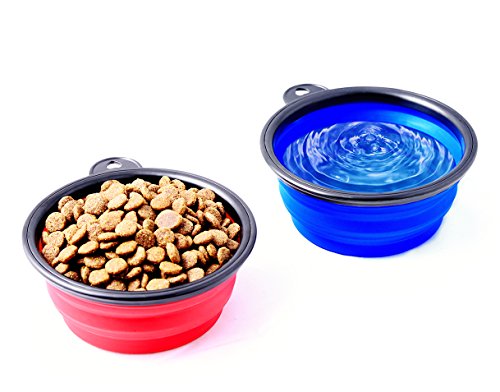 Viajes Tazón de la marca PRECORN Perro Gatos Mascotas plato del alimento tazón plegable cuenco de agua en el color rojo