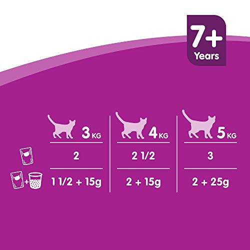 Whiskas Cat /  Comida húmeda para gatos adultos 7+ Selección de pescado y aves de corral en gelatina, (84 x 100 g)
