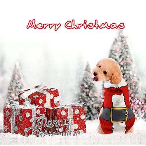 WikiMiu Ropa para Mascotas, Chaqueta para Perro Suéter para Perro Abrigo de Invierno cálido con diseño de Santa Claus, Ropa de Navidad para Perros pequeños y medianos de Peluche (L)