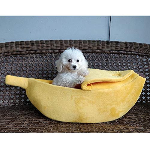 Xiao Jian- Nido para mascotas cerrado Banana cálida Perrera para gatos Cama para perros Nido para mascotas Peluche Perro pequeño para perros pequeños Nido para mascotas Chinchillas Otoño e invierno Sa