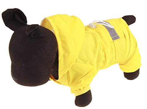 Xiaoyu chaqueta impermeable para perro de mascota con chubasquero impermeable y tiras reflectantes de seguridad ajustables para perro, amarillo, S