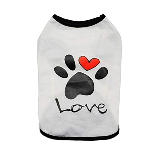 Xinger Chaleco Camisa pequeña para Mascotas Gato Ropa para Perros Estampado de Pata Algodón Perros Camiseta Mascota Cachorro Ropa de Verano Ropa Abrigo para Perro, Pata Blanca, XXL