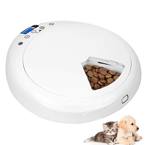 XYWBTCXK 6-Meal alimentadores automáticos para Mascotas, Perro y Gato alimentador con Temporizador programable Digital y Música, en seco o Semi-húmedo Cachorro Gatito Conejito Triturador